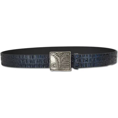 Genuine Leather Belt with Crocodile Embossing Cela , male, Sizes: 110 CM, 115 CM, 100 CM, 90 CM, 95 CM, 105 CM - carlo colucci - Modalova