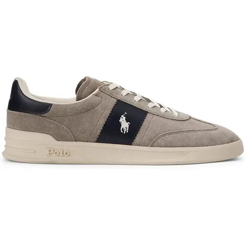 Vintage-inspired Grey Sneakers with Leather Stripes , male, Sizes: 9 UK, 7 UK, 6 UK, 8 UK, 11 UK - Ralph Lauren - Modalova