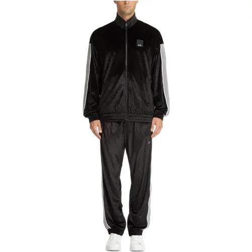 Plain Zip Tracksuit with Logo Detail , male, Sizes: M - Emporio Armani EA7 - Modalova