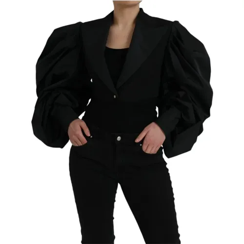 Polyester Jacket with Puff Sleeves , female, Sizes: XS - Dolce & Gabbana - Modalova