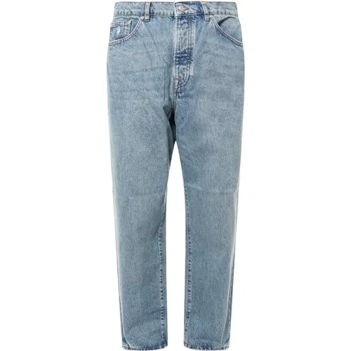 Blaue Wide Leg Jeans mit Knopfverschluss , Herren, Größe: W33 - Stüssy - Modalova