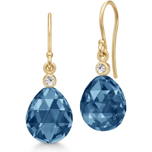 Blaue Kristall Ohrringe Elegantes Design , Damen, Größe: ONE Size - Julie Sandlau - Modalova