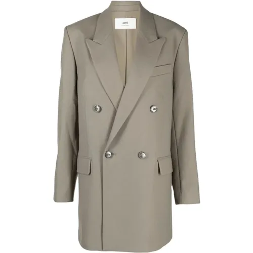 Double-Breasted Dove Grey Jacket , female, Sizes: XS - Ami Paris - Modalova