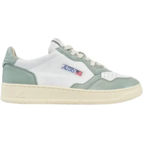 White & Green Leather Sneakers , male, Sizes: 7 UK - Autry - Modalova