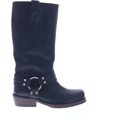 Schwarzer hoher Stiefel aus Premium-Leder , Damen, Größe: 40 EU - Bronx - Modalova