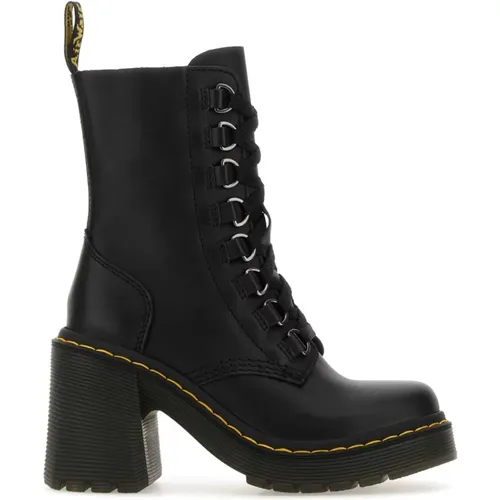 Schwarze Leder-Stiefeletten mit 8 cm Absatz , Damen, Größe: 39 1/2 EU - Dr. Martens - Modalova