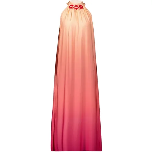 Pink Maxi Dress with Halterneck , female, Sizes: M, L - Ana Alcazar - Modalova