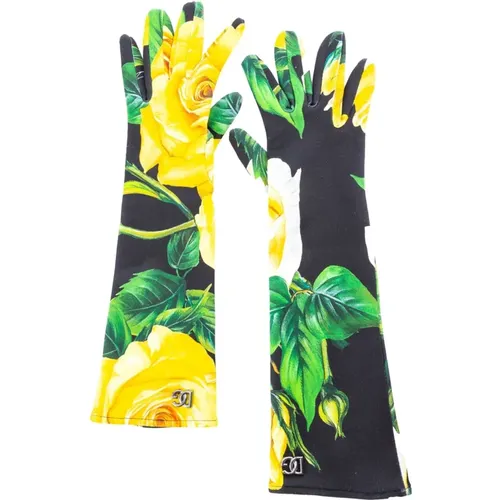 Floral Evening Gloves , female, Sizes: M - Dolce & Gabbana - Modalova