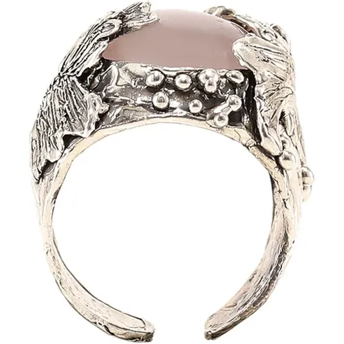 Silber Ginko Blätter Stein Ring , Damen, Größe: ONE Size - Axum - Modalova
