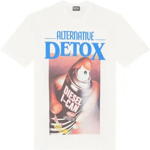 Oversized Herren T-Shirt mit Alternative Detox und Pure Energy Prints , Herren, Größe: S - Diesel - Modalova