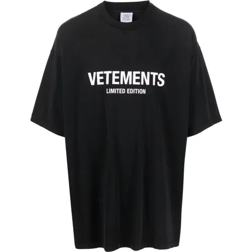 Schwarzes T-Shirt mit Logo-Print - Vetements - Modalova