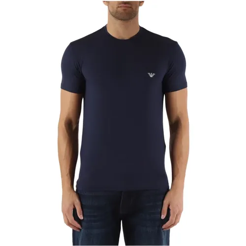 Modal Stretch Logo besticktes T-Shirt , Herren, Größe: S - Emporio Armani - Modalova