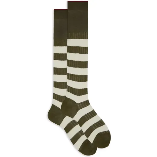 Italienische Baumwollstreifen Lange Socken , Herren, Größe: S - Gallo - Modalova