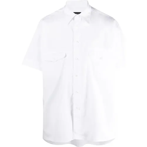 Elegantes Weißes Kurzarmhemd , Herren, Größe: M - Giorgio Armani - Modalova