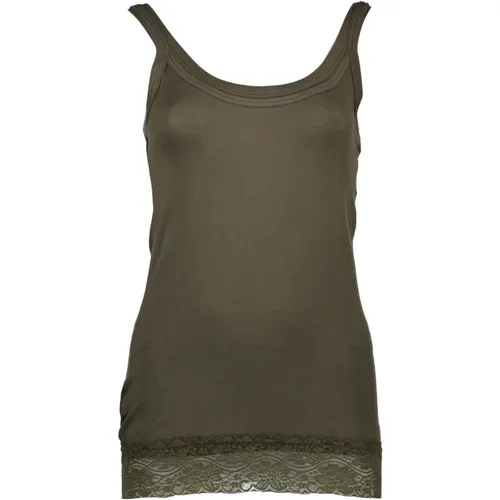 Grünes Spitzen-Insert Tank Top , Damen, Größe: S - Silvian Heach - Modalova