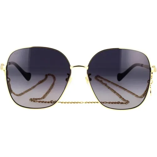 Retro Sonnenbrille mit Kette , Damen, Größe: 61 MM - Gucci - Modalova