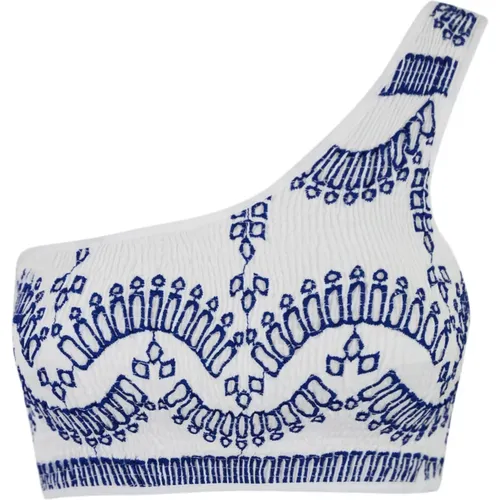 One-shoulder embroidered cotton top , female, Sizes: S - Charo Ruiz Ibiza - Modalova