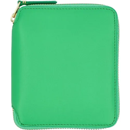 Grünes Leder Reißverschlussbrieftasche - Comme des Garçons - Modalova