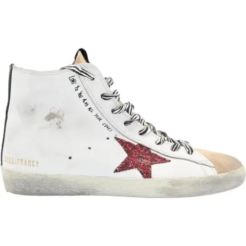 Red Glitter Star Zebra Sneakers , female, Sizes: 6 UK - Golden Goose - Modalova