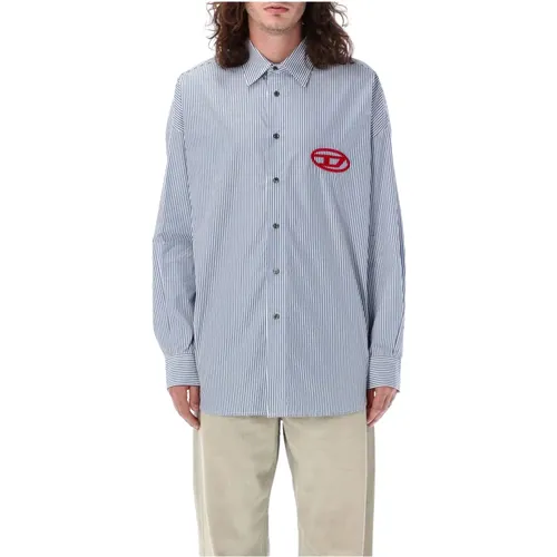 Striped Cotton Button-Down Shirt , male, Sizes: L - Diesel - Modalova