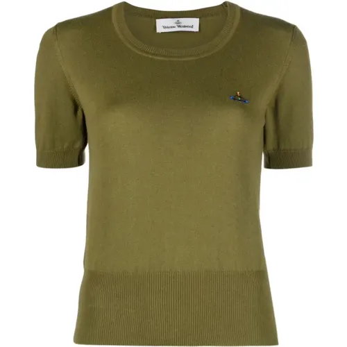 Grüner Bea-Pullover mit Besticktem Logo , Damen, Größe: L - Vivienne Westwood - Modalova