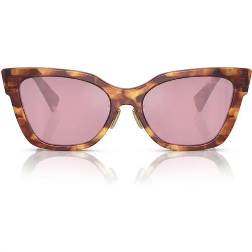 Trendy Square Sunglasses with Dark Pink Mirrored Lenses , female, Sizes: 56 MM - Miu Miu - Modalova