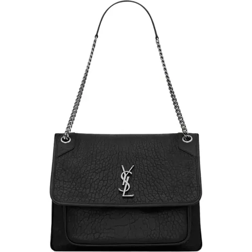 Große Schultertasche aus genarbtem Lammleder - Saint Laurent - Modalova