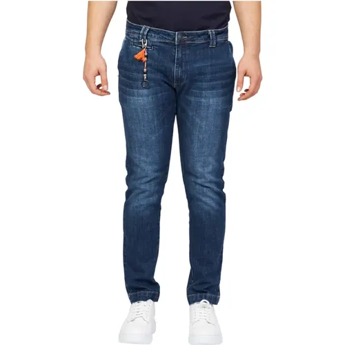 Slim-Fit Chino-Style Jeans with Stylish Application , male, Sizes: W38, W32, W33, W40, W30, W36, W34, W31 - YES ZEE - Modalova