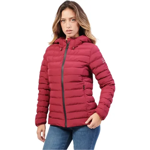 Rote Ripstop Jacke mit Kapuze , Damen, Größe: M - Suns - Modalova