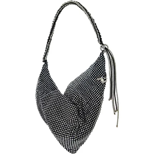 Handmade Black Satin Crystal Bag , female, Sizes: ONE SIZE - Rosantica - Modalova