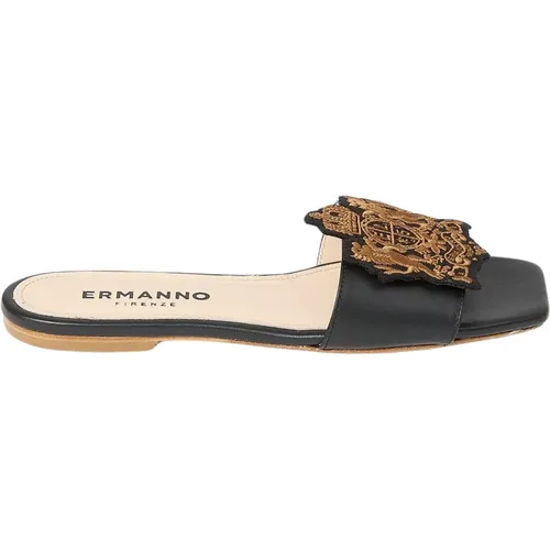 Flache Sandale mit Emblem , Damen, Größe: 36 EU - Ermanno Scervino - Modalova