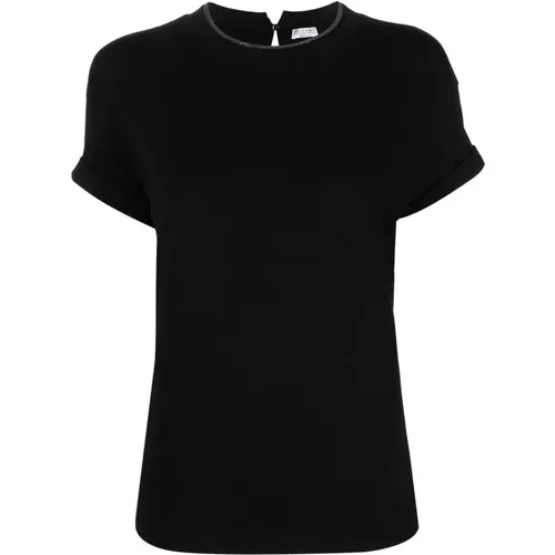 Kurzarm Rundhals T-Shirts , Damen, Größe: XS - BRUNELLO CUCINELLI - Modalova