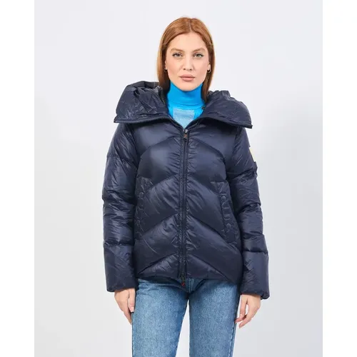 Blaue Helsinki Daunenjacke mit Kapuze , Damen, Größe: S - Afterlabel - Modalova