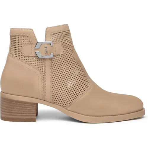 Leather Block Heel Ankle Boots , female, Sizes: 5 UK, 7 UK, 2 UK, 3 UK, 6 UK - Nerogiardini - Modalova