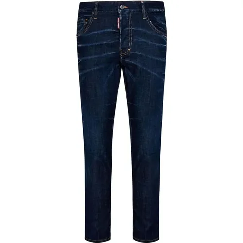 Blaue Straight Leg Stretch Denim Jeans , Herren, Größe: XL - Dsquared2 - Modalova