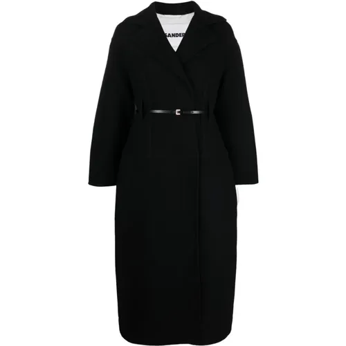 Elegant Wool Coat in Dark Blue , female, Sizes: S - Jil Sander - Modalova