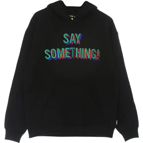 Schwarzer Say Something Hoodie Langarm , Herren, Größe: XS - IUTER - Modalova