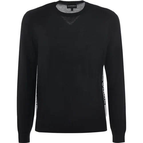 Wool Sweater with Logo Lettering , male, Sizes: XL, M - Emporio Armani - Modalova