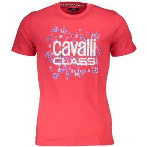 Bedrucktes Logo Rundhals T-Shirt , Herren, Größe: L - Cavalli Class - Modalova