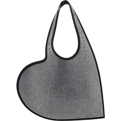 Silver Strass Mini Heart Tote Bag , female, Sizes: ONE SIZE - Coperni - Modalova