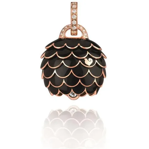Rose Gold Bell Pendant with White Diamonds and Black Enamel , female, Sizes: ONE SIZE - Chantecler - Modalova