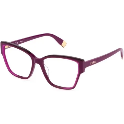 Stylish Shiny Cyclamen Glasses , female, Sizes: 55 MM - Furla - Modalova