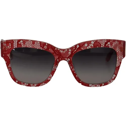 Rot Weiß Acetat Sonnenbrille Graue Gläser - Dolce & Gabbana - Modalova
