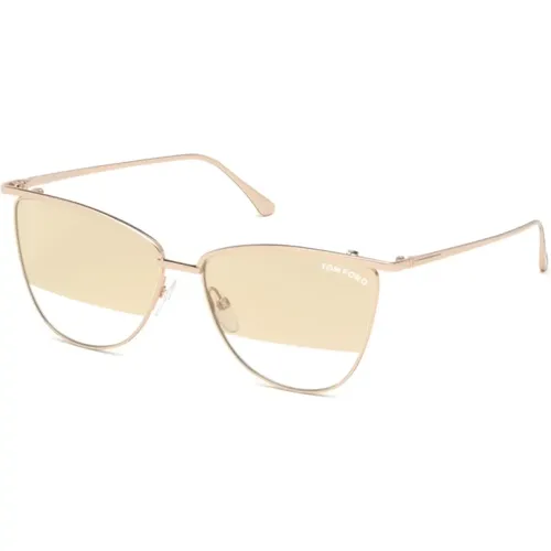 Veronica Sunglasses Brown Mirror Gold Frame , female, Sizes: 58 MM - Tom Ford - Modalova