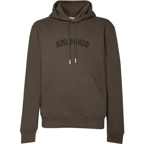 Brauner Sweatshirt Stilvoll Bequem Casual , Herren, Größe: M - Ami Paris - Modalova