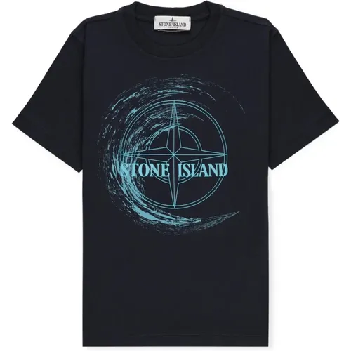 Blaues T-Shirt mit Logo-Print für Jungen - Stone Island - Modalova