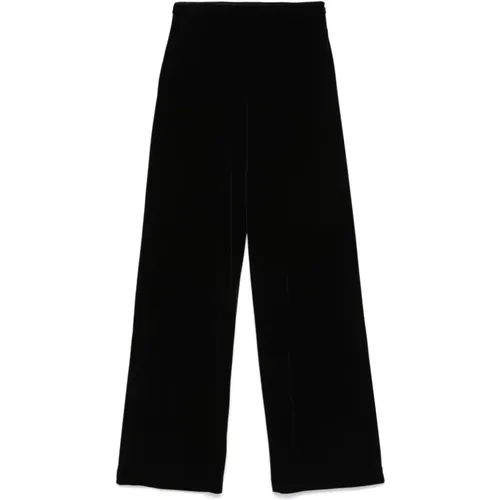 Velvet Trousers Straight Leg , female, Sizes: L, M - Emporio Armani - Modalova