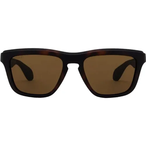 Herren Quadratische Sonnenbrille Braun Schildkröte , Herren, Größe: 55 MM - Gucci - Modalova