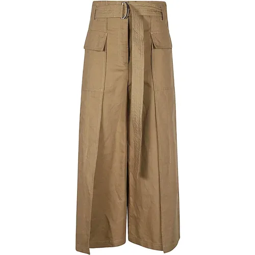Wide Leg Cotton Linen Pants , female, Sizes: S, 3XS, XS, 2XS - Max Mara Weekend - Modalova