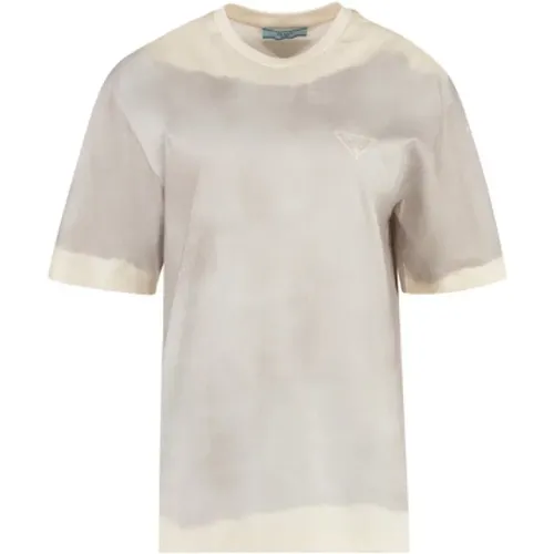 Verbessere deine lässige Garderobe mit einem distressed T-Shirt , Damen, Größe: XS - Prada - Modalova